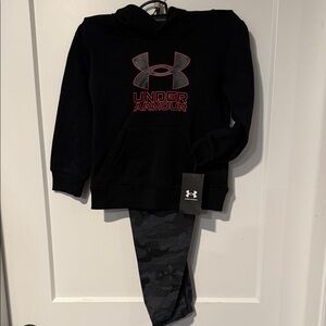 Under Armour Black Hoodie with Red Logo and Camo Pants